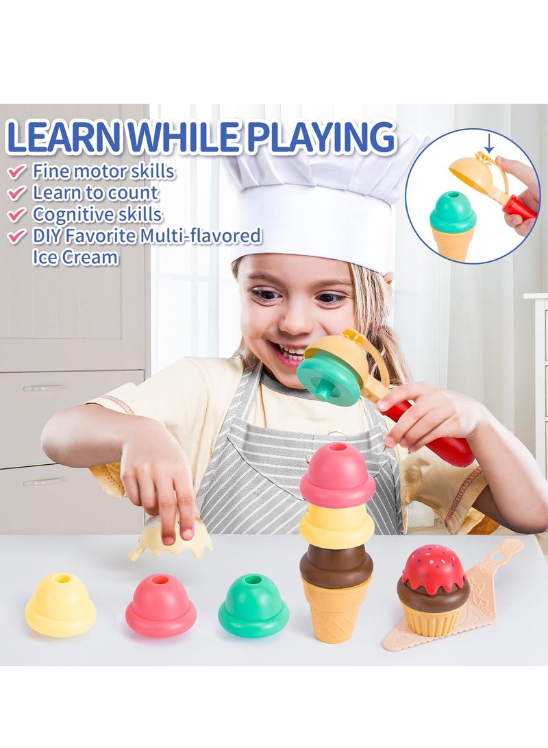 طقم لعبة عدّاء الآيس كريم للأطفال - مجموعة لعب آيس كريم تحتوي على 39 قطعة، تعليمية لتشجيع اللعب التخيلي، هدية رائعة للأطفال من عمر 3 إلى 6 سنوات. - Image 3