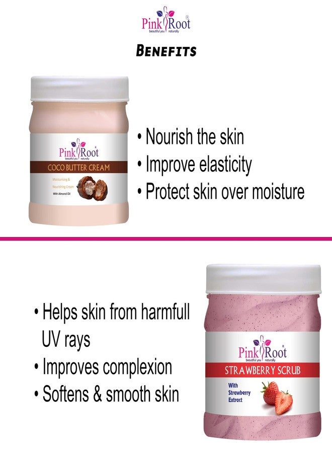 Pink Root Cocoa Butter Cream 500gm with Strawberry Scrub 500gm - Image 5