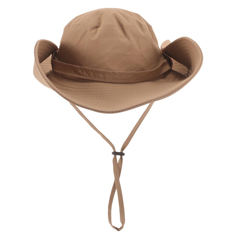 Quick Dry Fisherman Bucket Hat Wide Brim UV Protection Outdoor Hiking Cap Light Brown - Image 2
