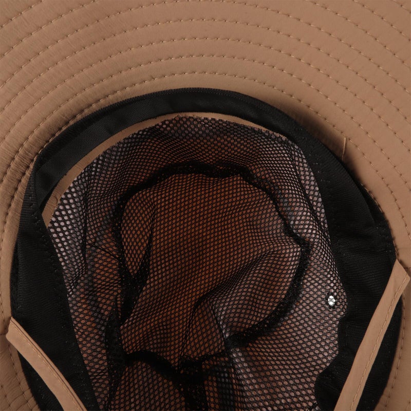 Quick Dry Fisherman Bucket Hat Wide Brim UV Protection Outdoor Hiking Cap Light Brown - Image 5