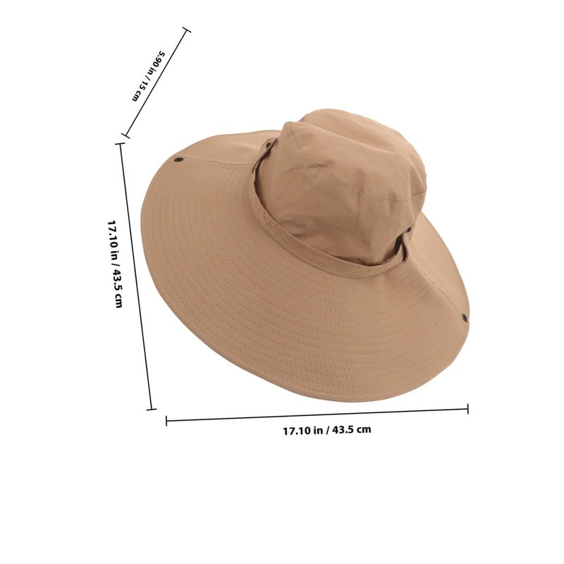 Quick Dry Fisherman Bucket Hat Wide Brim UV Protection Outdoor Hiking Cap Light Brown - Image 3