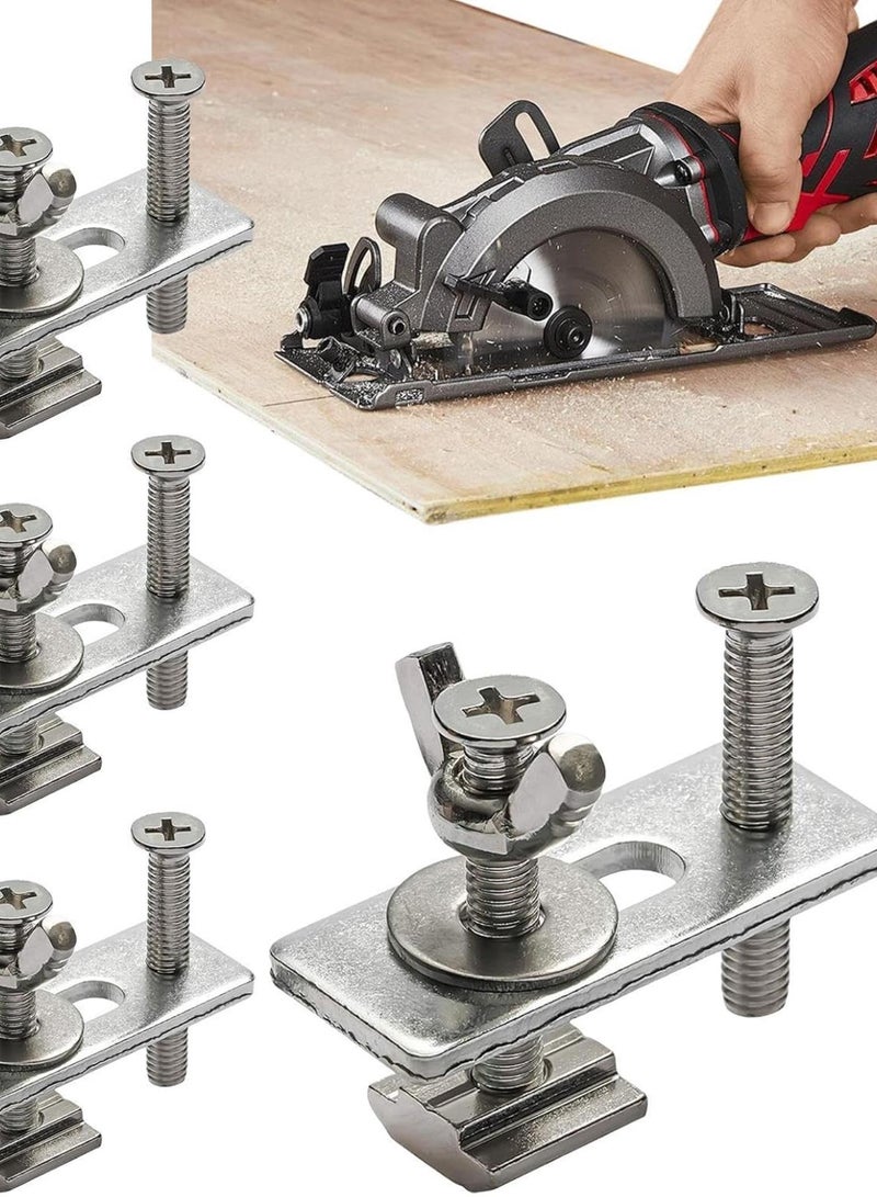 GGOOT Rail Clamp, T Rail Retaining Clamps - 4 Pack Chainsaw Clamps, Press Plate, Woodworking Tool, Engraving Machine Hardware, M6 Retaining Clamp Set for Men  - Image 1