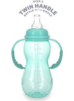 Nuby Nuby New 3 Stage Ultra Durable Tritan Grow with Me No-Spill Bottle to Cup, 10 Oz, Teal, 80387  - Image 5