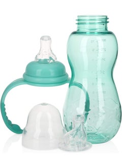 Nuby Nuby New 3 Stage Ultra Durable Tritan Grow with Me No-Spill Bottle to Cup, 10 Oz, Teal, 80387  - Image 1
