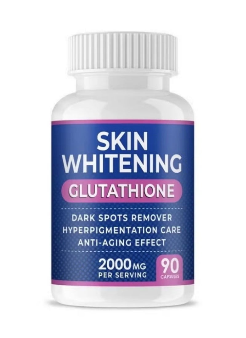 SKIN - Glutathione Whitening Pills - 90 Capsules 2000mg Glutathione - Effective Skin Lightening Supplement - Dark Spots, Melasma & Acne Scar Remover, Hyperpigmentation Treatment - Anti-Aging Antioxidant - Image 1