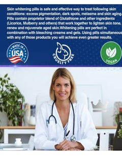 SKIN Glutathione Whitening Pills - 90 Capsules 2000mg Glutathione - Effective Skin Lightening Supplement - Dark Spots, Melasma & Acne Scar Remover, Hyperpigmentation Treatment - Anti-Aging Antioxidant  - Image 3