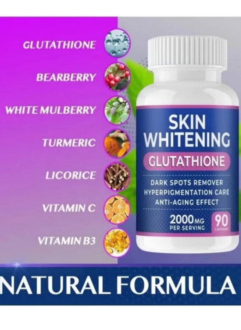SKIN - Glutathione Whitening Pills - 90 Capsules 2000mg Glutathione - Effective Skin Lightening Supplement - Dark Spots, Melasma & Acne Scar Remover, Hyperpigmentation Treatment - Anti-Aging Antioxidant - Image 1