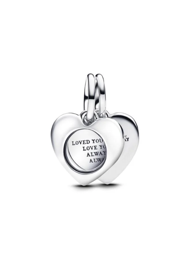 PANDORA Engravable Heart Magnifying Glass Double Dangle Charm