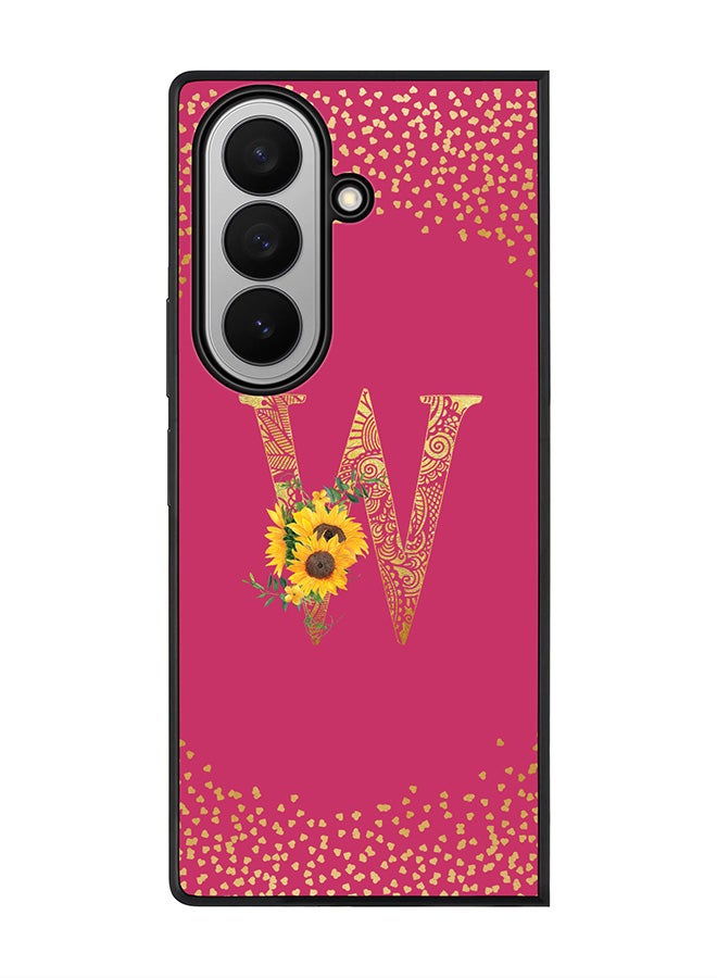 Stylizedd For Samsung Galaxy Z Fold7 Case,Slim fit Camera Protection, Shockproof Thin Phone cover  - Custom Floral Monogram - W ( Deep Pink )