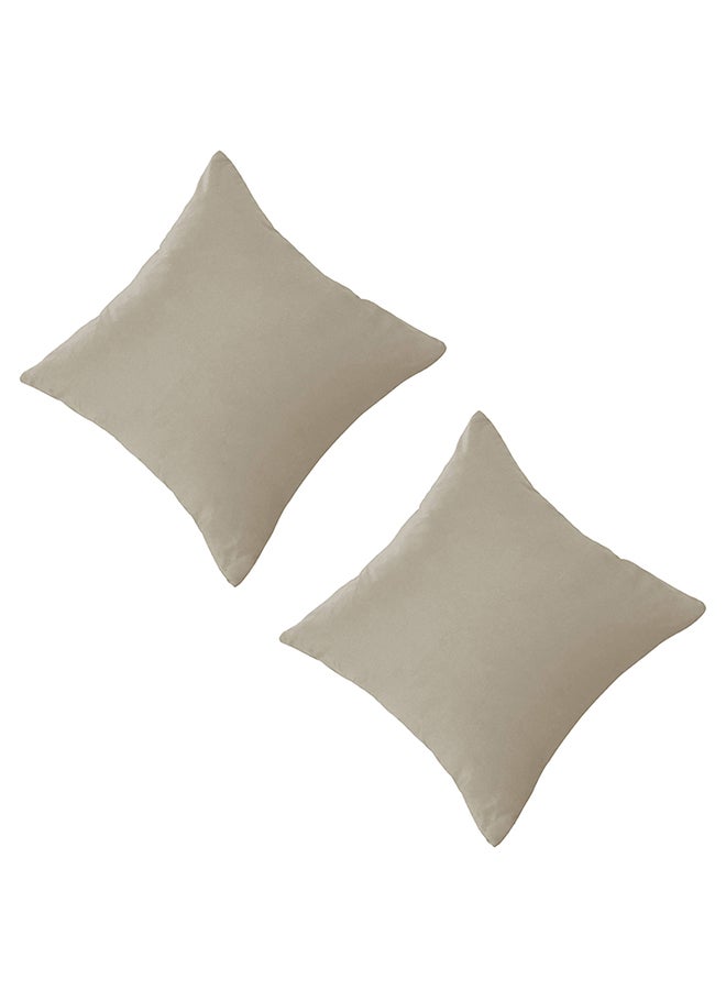 إن - هاوس مخده ديكور وسادة مربعة من المخمل الناعم بتصميم سادة وألوان جذابة طقم قطعتين - Image 3