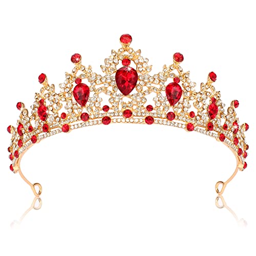 SuPoo Tiaras for Women Red Crown Queen Birthday Crown Crystal Headband Red Gem Rhinestone Hair Accessories Jewelry Princess Decoration for Wedding Party Prom Halloween Christmas Gifts - Image 1
