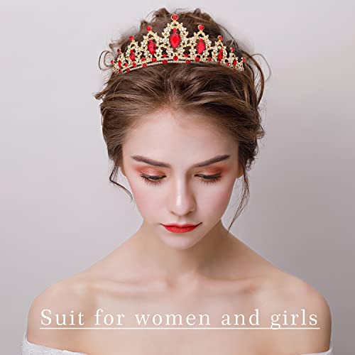 SuPoo Tiaras for Women Red Crown Queen Birthday Crown Crystal Headband Red Gem Rhinestone Hair Accessories Jewelry Princess Decoration for Wedding Party Prom Halloween Christmas Gifts - Image 4