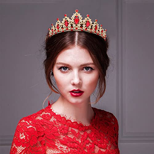 SuPoo Tiaras for Women Red Crown Queen Birthday Crown Crystal Headband Red Gem Rhinestone Hair Accessories Jewelry Princess Decoration for Wedding Party Prom Halloween Christmas Gifts - Image 2