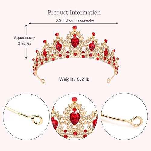 SuPoo Tiaras for Women Red Crown Queen Birthday Crown Crystal Headband Red Gem Rhinestone Hair Accessories Jewelry Princess Decoration for Wedding Party Prom Halloween Christmas Gifts - Image 5