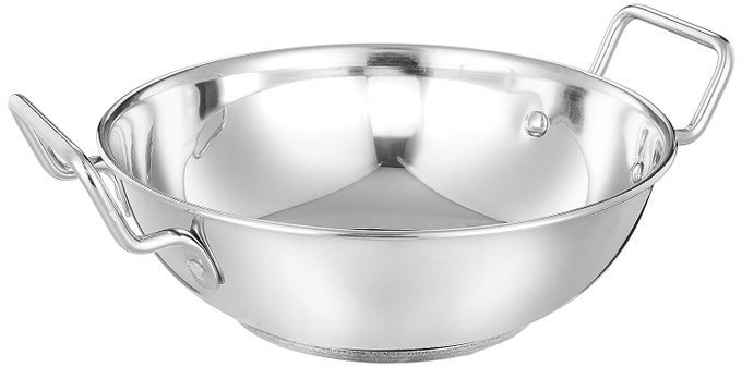 STAINLESS STEEL INDUCTION BOTTOM KADHAI SET SIZE 20CM 1900 ML