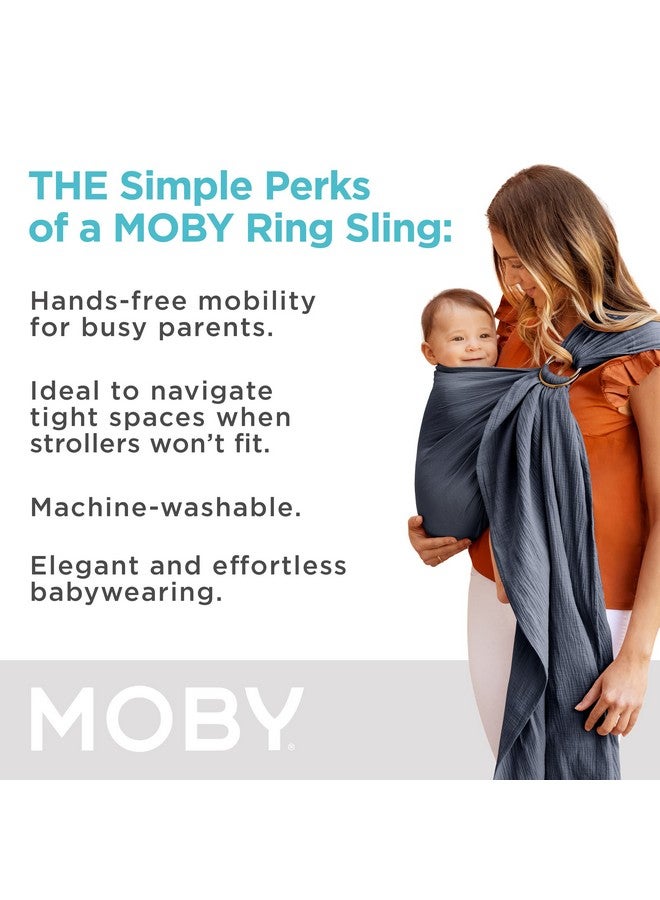 moby Ring Sling Wrap Carrier ; Handsfree Versatile Support Wrap For Mothers Fathers And Caregivers ; Breathable Baby Wrap Carrier For Newborns Infants & Toddlers ; Supports 833 Lbs ; Flint - Image 4