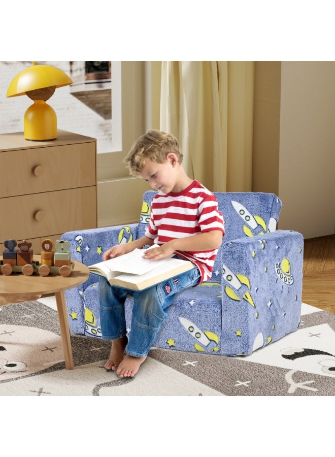 WALALLA Folding Kids Couch Sofa, Toddler Chair Bed, Soft Plush Fold Out Kids Armchair Sofa, Pull Out Couchin Lounger, Kids Convertible Sofa, Comfy Baby Recliner, Baby Sleep Pad with Glowing in the Dark - Image 4