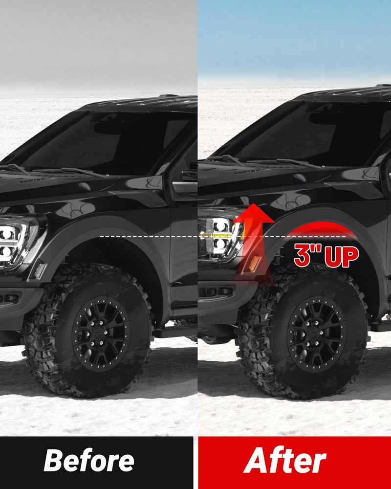 EVIL ENERGY 3" Front Leveling Lift Kit Compatible with 1981-1996 F150 2WD, 1999-2020 F250 F350 Super Duty 2WD, 2000-2005 Excursion 2WD, 3 inch Strut Spring Spacers with 3/4" Stud Extenders Black - Image 5