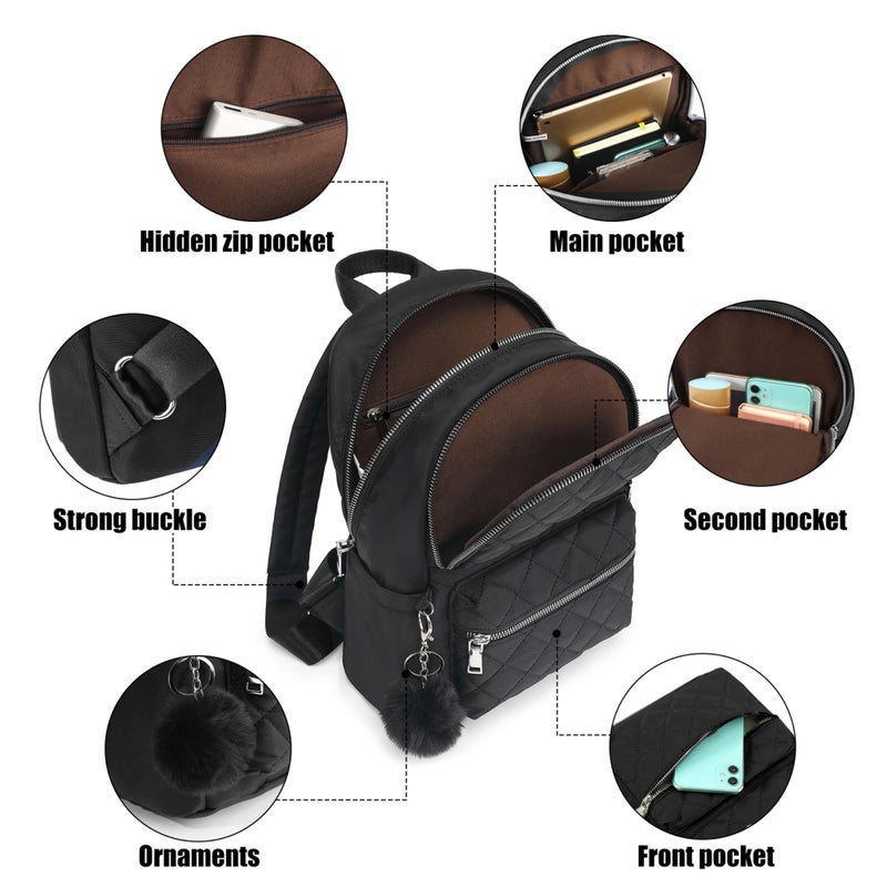 TANTOMI Mini Backpack Purse for Women Lightweight Small Backpack Purse Travel bookbag with Pom - Image 5