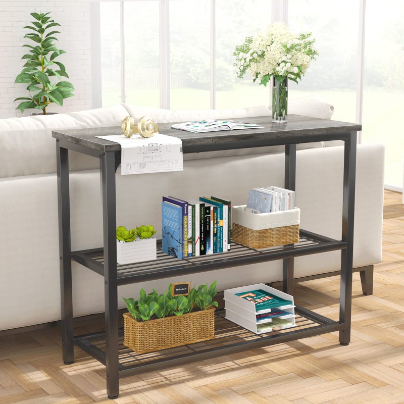 Ecoprsio Small Console Table, Sofa Table with Double Mesh Shelves, Modern Entryway Table for Entryway, Hallway, Foyer, Front Hall, Sofa Couch, Living Room, Bar, Kitchen, 32 Inch, Grey - Image 4