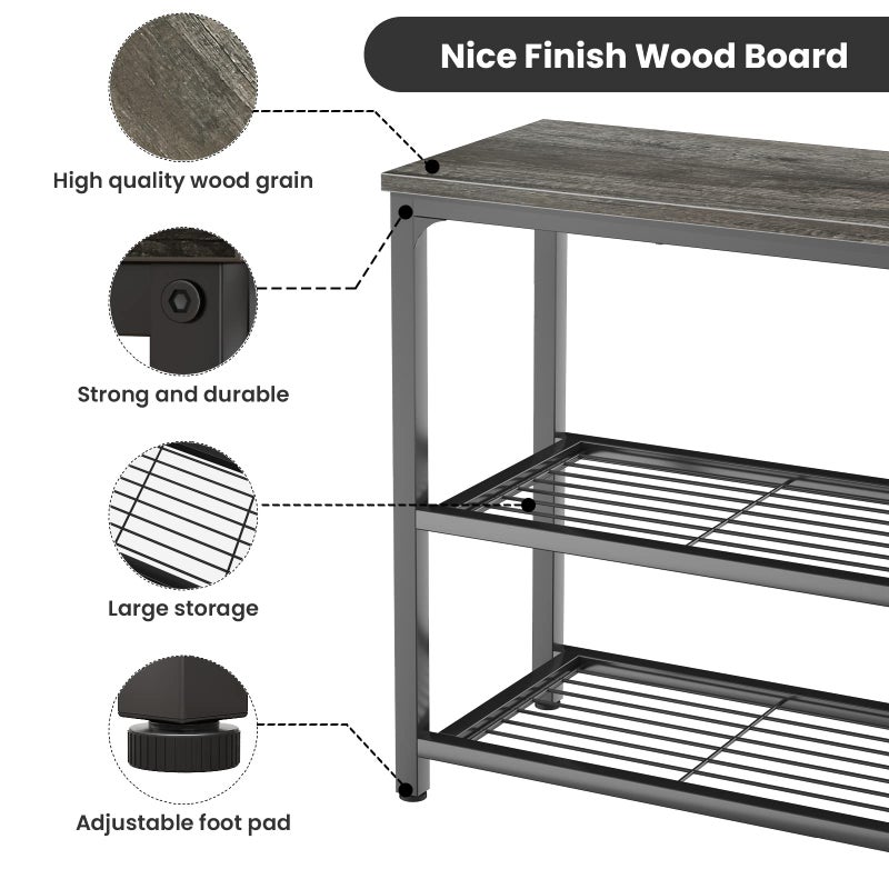 Ecoprsio Small Console Table, Sofa Table with Double Mesh Shelves, Modern Entryway Table for Entryway, Hallway, Foyer, Front Hall, Sofa Couch, Living Room, Bar, Kitchen, 32 Inch, Grey - Image 2