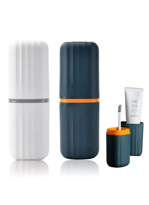 PURCHASE ZONE PURCHASE ZONE Portable Toothbrush Holder Set for Travel Camping Business Travel and School Plastic Toothbrush Toothpaste Set of Two Colors 2 PSC  - Image 1