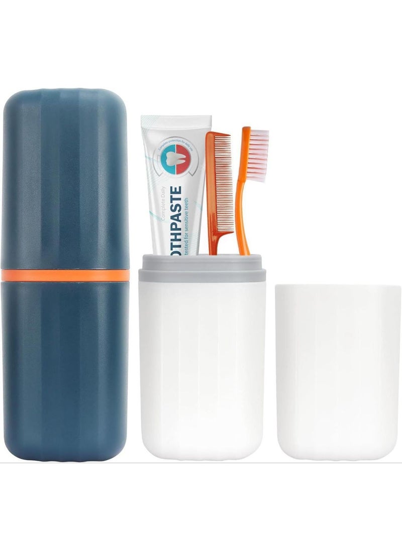 PURCHASE ZONE PURCHASE ZONE Portable Toothbrush Holder Set for Travel Camping Business Travel and School Plastic Toothbrush Toothpaste Set of Two Colors 2 PSC  - Image 2