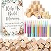 Dinifee 125 Pcs Baby Shower Decorate a Block Game Set Includes Help Us Build Memories Sign 100 DIY Blank Wooden Block 24 Paint Marker Prize for Wedding Baby Shower GameForest Animal - Image 2