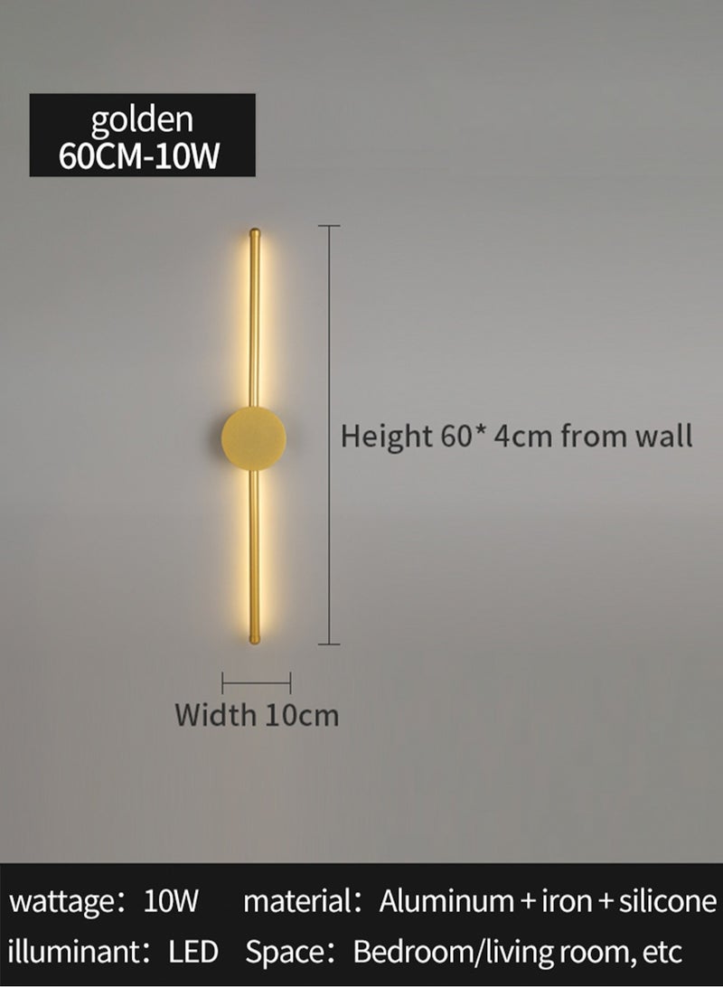 LOOPITYS Modern Interior Wall Light 10W LED Wall Light, Gold Wall Light for Bedroom Living Room Corridor (Color : Three color temperatures, Size : 60 CM) - Image 4