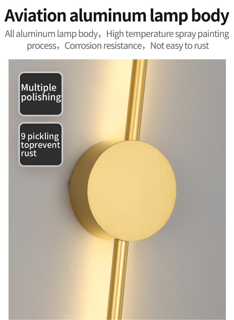 LOOPITYS Modern Interior Wall Light 10W LED Wall Light, Gold Wall Light for Bedroom Living Room Corridor (Color : Three color temperatures, Size : 60 CM) - Image 5