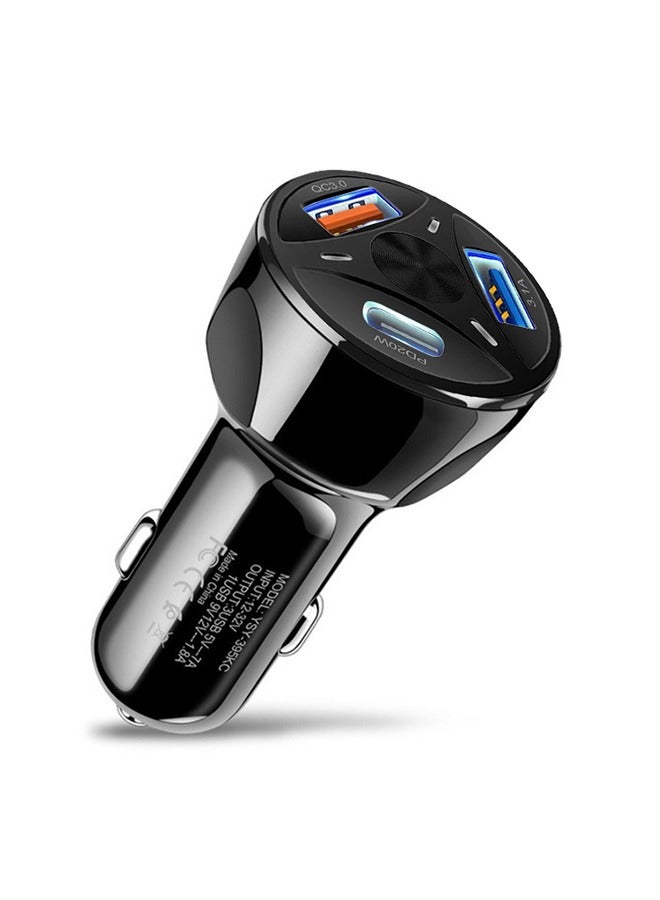 Three-Port Charging PD,USB ,Type-C  ,Car Charger Adapter QC3.0 For iPhone Car Charger,For iPhone 15/14/13/12 Series, Samsung Galaxy S23/S22/S21 Series  - Image 1