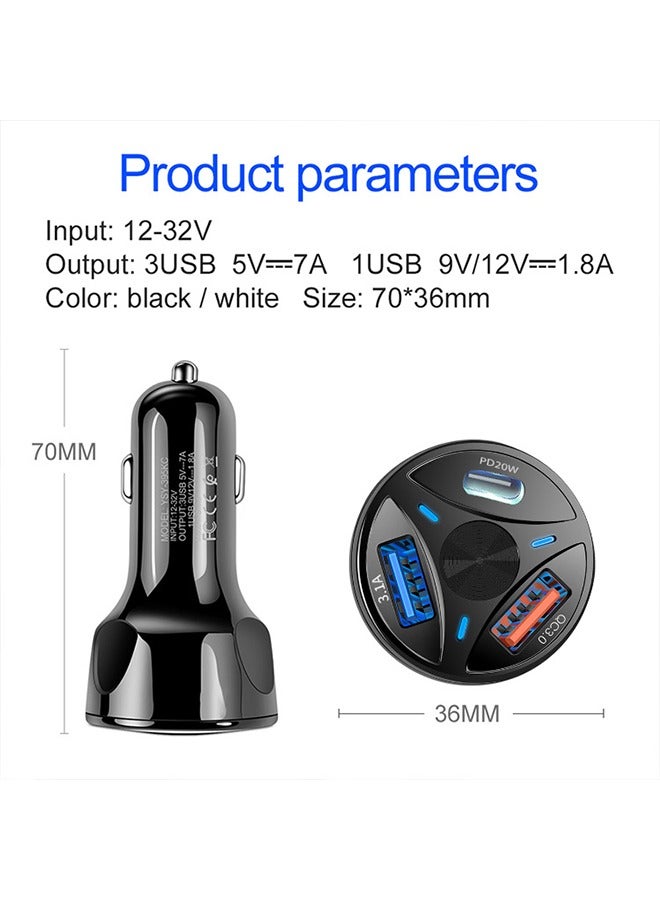 Three-Port Charging PD,USB ,Type-C  ,Car Charger Adapter QC3.0 For iPhone Car Charger,For iPhone 15/14/13/12 Series, Samsung Galaxy S23/S22/S21 Series  - Image 2
