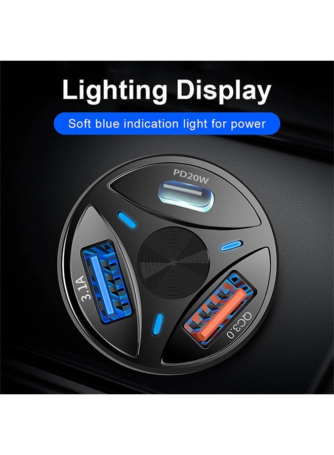 Three-Port Charging PD,USB ,Type-C  ,Car Charger Adapter QC3.0 For iPhone Car Charger,For iPhone 15/14/13/12 Series, Samsung Galaxy S23/S22/S21 Series  - Image 3