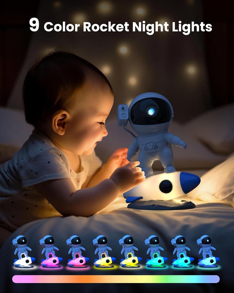 MERTTURM HD Astronaut Planetarium Projector, Galaxy Projector for Bedroom, HD Replaceable 13 Film Discs & Adjustable Focus Lens, Rocket Night Light, Timed Ceiling Light - Image 4