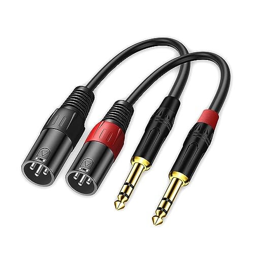 LanSenSu XLR to 1/4 TRS Stereo Adapter,XLR Male to 1/4 Inch (6.35mm) Stereo Balanced Microphone Stereo Audio Converter AdapterCable 2Pack- 11.8inch - Image 1