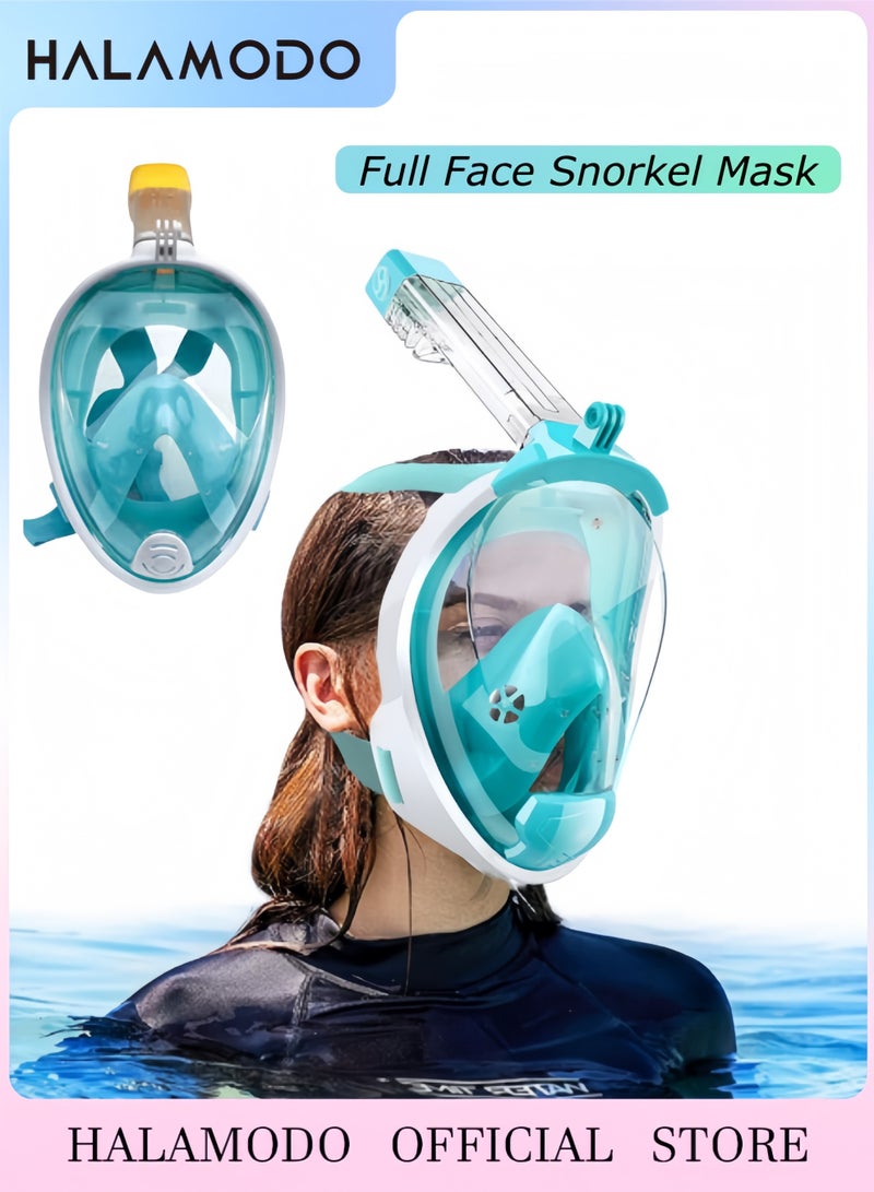 HALAMODO Full Face Snorkel Mask Snorkeling Gear for Adults to Breathe Through Mouth or Nose Snorkeling Mask with Camera Mount for Safe Breathing & Anti-Leak & Anti-Fog - Image 1
