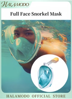 HALAMODO Full Face Snorkel Mask Snorkeling Gear for Adults to Breathe Through Mouth or Nose Snorkeling Mask with Camera Mount for Safe Breathing & Anti-Leak & Anti-Fog  - Image 1