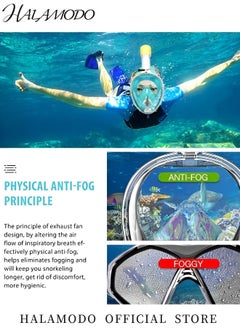 HALAMODO Full Face Snorkel Mask Snorkeling Gear for Adults to Breathe Through Mouth or Nose Snorkeling Mask with Camera Mount for Safe Breathing & Anti-Leak & Anti-Fog  - Image 5
