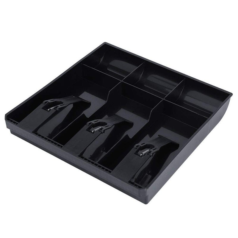 DEVZA ABS Plastic Cash Drawer, 3 Cash and 3 Coin Organizer for Supermarket, 6 Slot, 9.6 X 9.6 X 1.4 Inch,(Black) - Image 1