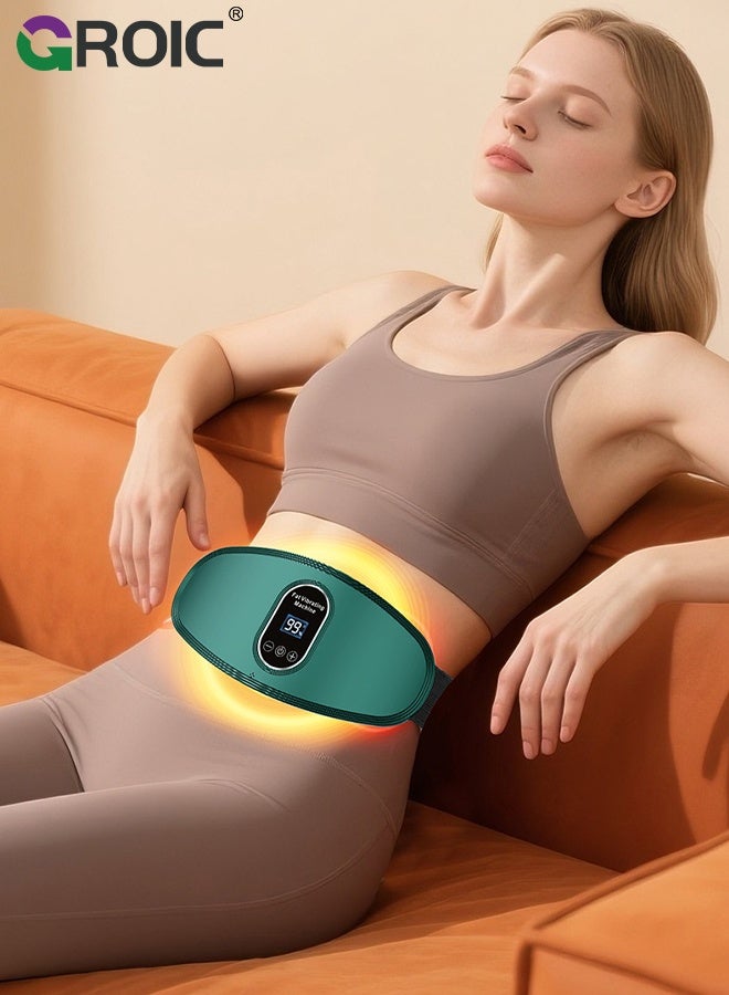 GROIC Slimming Belt, Abdominal Massager Portable Weight Loss Machine,Heating Pad for Period Cramps, Electric Waist Belt Device,Electric Fast Heating Belly Wrap Belt,Waist Vibration Massager(Green) - Image 5