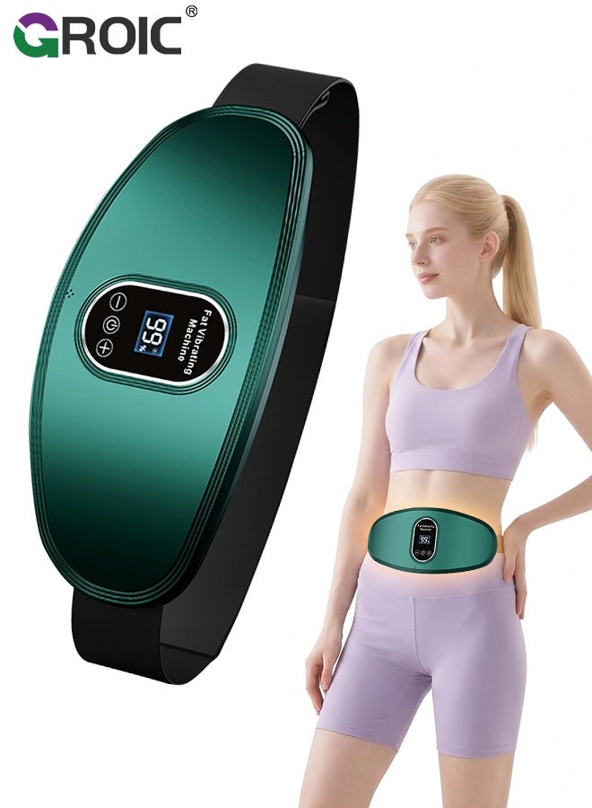 GROIC Slimming Belt, Abdominal Massager Portable Weight Loss Machine,Heating Pad for Period Cramps, Electric Waist Belt Device,Electric Fast Heating Belly Wrap Belt,Waist Vibration Massager(Green) - Image 1