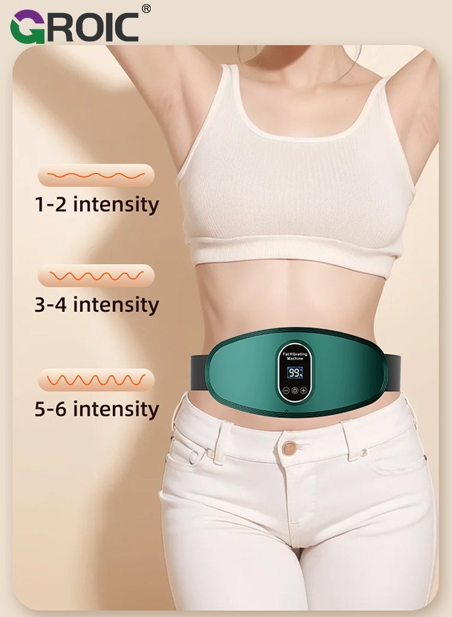 GROIC Slimming Belt, Abdominal Massager Portable Weight Loss Machine,Heating Pad for Period Cramps, Electric Waist Belt Device,Electric Fast Heating Belly Wrap Belt,Waist Vibration Massager(Green) - Image 4