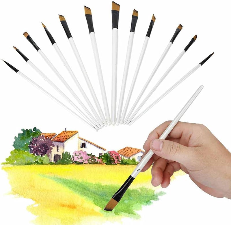 شكل عصري وعملي مجموعة فرش رسم من النايلون مكونة من 12 قطعة، فرش رسم احترافية للأطفال والكبار لإنشاء أعمال فنية بالأكريليك والزيت والألوان المائية[D] جودة لكل سيناريو مخزون يدعم الطلب المتزايد - Image 2