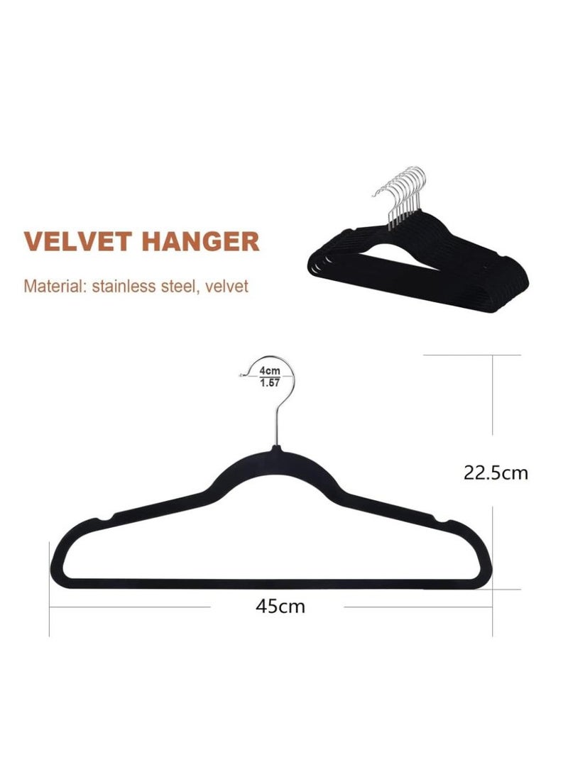 Golden 100-Pack Clothes Hangers 45cm Velvet Coat Hangers Non-Slip Space Saving Hangers Adult Hangers ... (Black) - Image 2