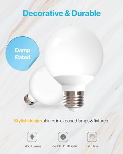 Sunco Lighting Sunco 10 Pack G25 LED Light Bulbs, Vanity Globe Bathroom Light Bulb, 450 LM, 3000K Warm White, 6W (40W Equivalent), Dimmable Mirror Vanity Decorative Bulb, E26 Base UL - Image 3