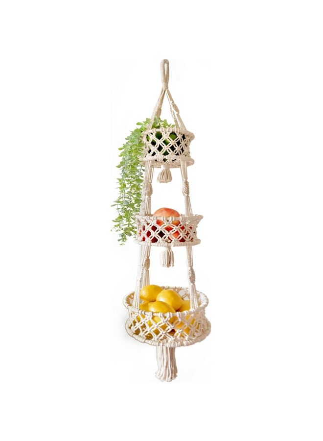 Hanging Basket - Space Saving Hanging Fruit Basket for Kitchen or Decorative Decor Hanging Plant Holder - Use for Produce Baskets, Indoor Planter Hangers - Image 1