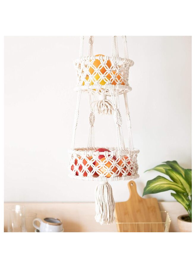 Hanging Basket - Space Saving Hanging Fruit Basket for Kitchen or Decorative Decor Hanging Plant Holder - Use for Produce Baskets, Indoor Planter Hangers - Image 3