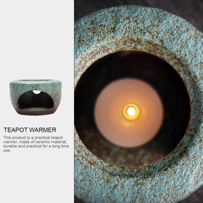 Gatuida Ceramic Teapot Warmer Base with Candle Heating, Japanese-Style Tea Stove Warmer for Home Use, Retro Porcelain Teapot Heating Tool for Tea Warmth - Image 4