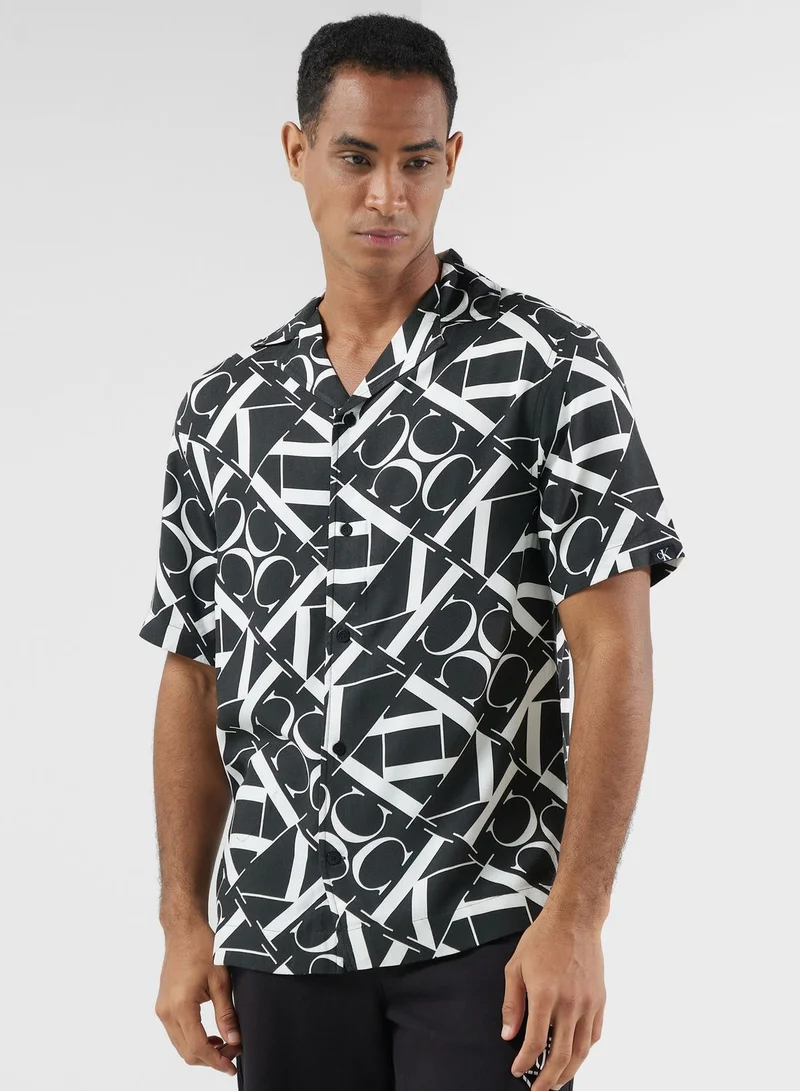 CALVIN KLEIN Mongram Resort Print Regular Fit Shirt