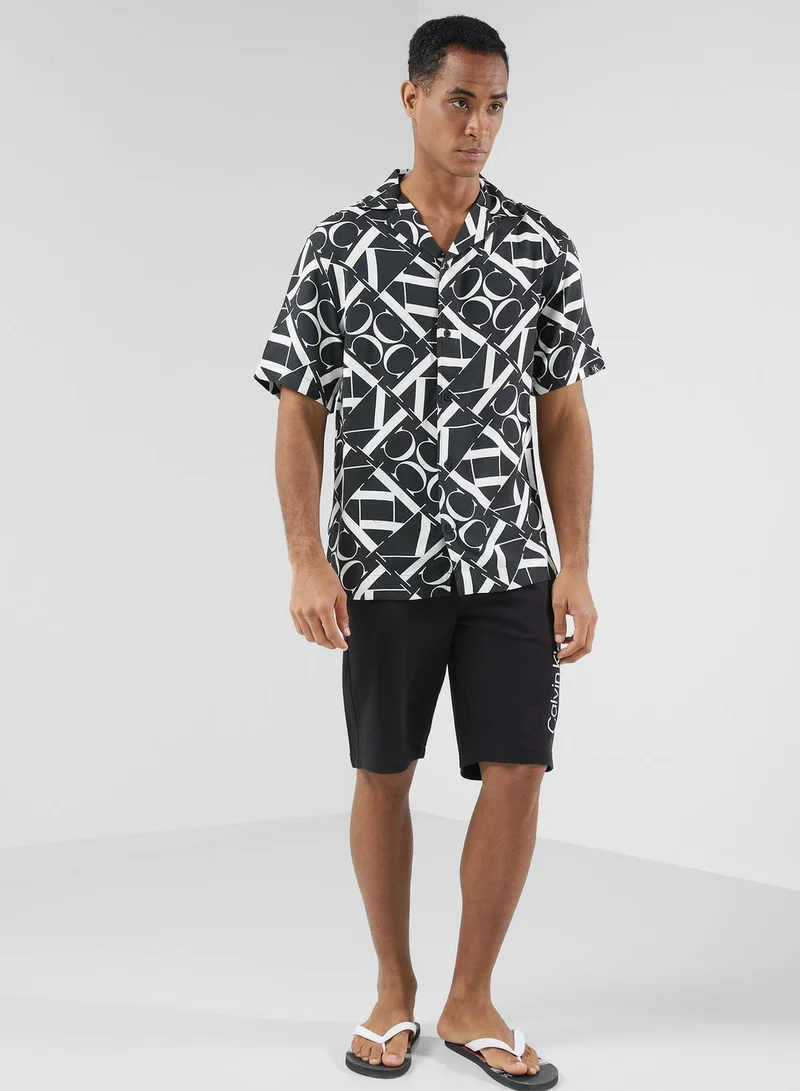 CALVIN KLEIN Mongram Resort Print Regular Fit Shirt